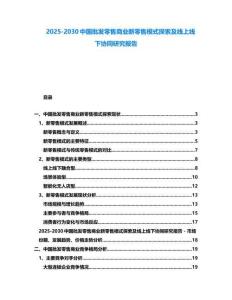 2025-2030中國批發(fā)零售商業(yè)新零售模式探索及線上線下協(xié)同研究報(bào)告