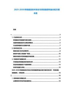 2025-2030橋梁建設技術優(yōu)化與項目融資利益分配方案本質(zhì)