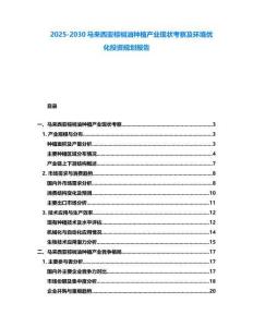 2025-2030馬來西亞棕櫚油種植產業現狀考察及環境優化投資規劃報告
