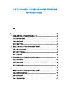 2025-2030中國人工智能技術(shù)研發(fā)應(yīng)用市場前景競爭格局評估規(guī)劃研究報告