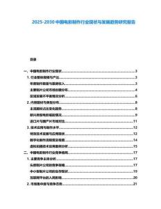 2025-2030中國電影制作行業現狀與發展趨勢研究報告