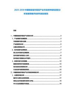 2025-2030中國智能城市規劃產業市場競爭格局演變分析發展策略評估研究規劃報告
