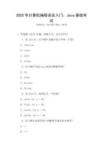 2025年計(jì)算機(jī)編程語(yǔ)言入門(mén)：Java基礎(chǔ)考試