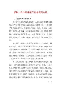 紙制一次性環?？曜觿摌I項目介紹