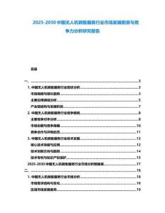 2025-2030中國無人機銷售服務行業市場發展前景與競爭力分析研究報告