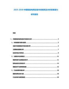 2025-2030中國智能電網設備市場格局及未來發展潛力研究報告