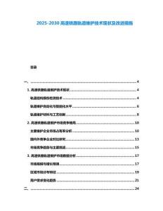 2025-2030高速鐵路軌道維護技術現狀及改進措施