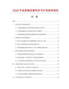 2026年地泵輸送管項(xiàng)目可行性研究報(bào)告