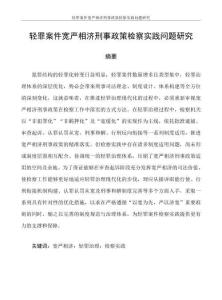輕罪案件寬嚴相濟刑事政策檢察實踐問題研究