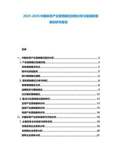 2025-2030中國體育產業營銷模式創新分析與發展前景規劃研究報告