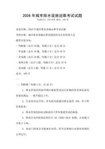 2026年城市排水設施運維考試試題