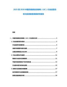 2025至2030中國(guó)負(fù)載感應(yīng)控制閥（LSC）行業(yè)運(yùn)營(yíng)態(tài)勢(shì)與投資前景調(diào)查研究報(bào)告