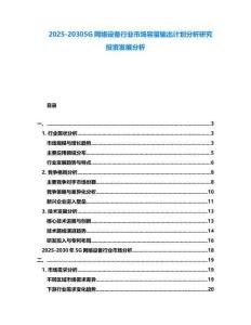2025-20305G網(wǎng)絡設備行業(yè)市場容量輸出計劃分析研究投資發(fā)展分析