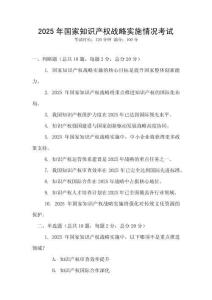 2025年國家知識產權戰略實施情況考試