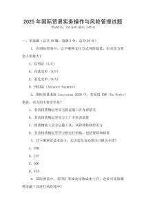 2025年國際貿易實務操作與風險管理試題