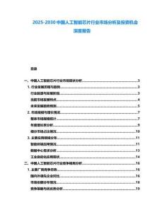 2025-2030中國人工智能芯片行業市場分析及投資機會深度報告