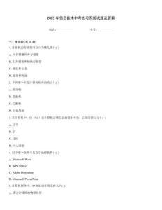 2025年信息技術中考練習系統試題及答案