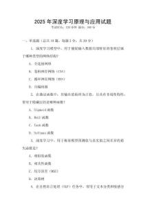 2025年深度學習原理與應用試題