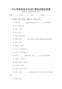 中小學英語語法與詞匯模擬試題及答案
