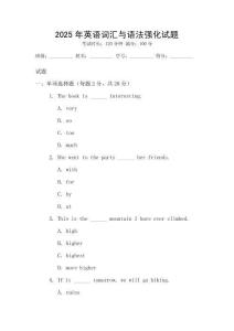 2025年英語詞匯與語法強化試題