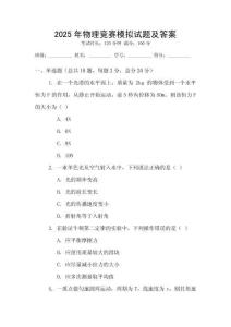2025年物理競賽模擬試題及答案