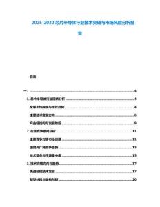 2025-2030芯片半導體行業技術突破與市場風險分析報告