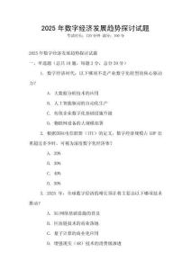 2025年數(shù)字經(jīng)濟(jì)發(fā)展趨勢探討試題