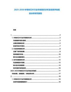 2025-2030半導體芯片行業市場現狀分析及投資評估規劃分析研究報告