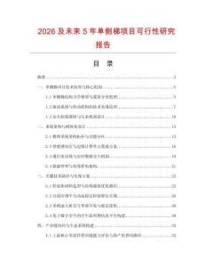 2026及未來5年單側梯項目可行性研究報告