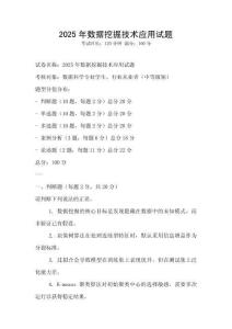 2025年数据挖掘技术应用试题