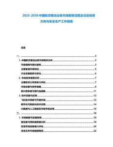 2025-2030中國(guó)航空客運(yùn)業(yè)務(wù)市場(chǎng)前景深度走訪及投資方向與安全生產(chǎn)工作指南