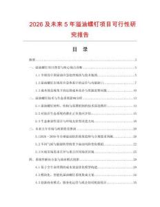 2026及未來5年溢油螺釘項目可行性研究報告