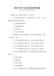 2025年中小企業創業指導試題