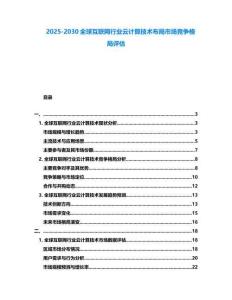 2025-2030全球互聯網行業云計算技術布局市場競爭格局評估