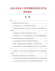 2026及未來5年車用微電機項目可行性研究報告