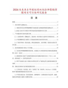 2026及未來5年鍍鋁用雙向拉伸聚酯薄膜項目可行性研究報告