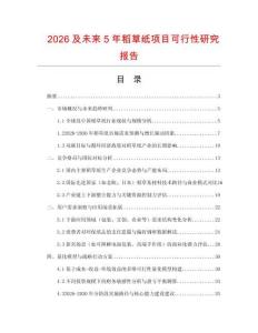 2026及未来5年稻草纸项目可行性研究报告