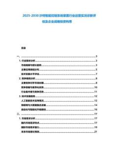 2025-2030沙特智能控制系統裝置行業運營實況診斷評估及企業戰略投資構思