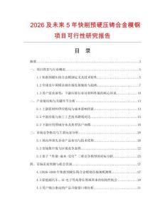 2026及未來5年快削預硬壓鑄合金模鋼項目可行性研究報告