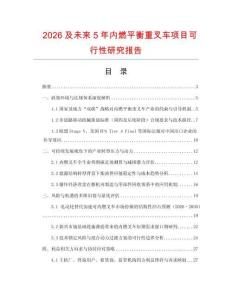 2026及未來5年內燃平衡重叉車項目可行性研究報告