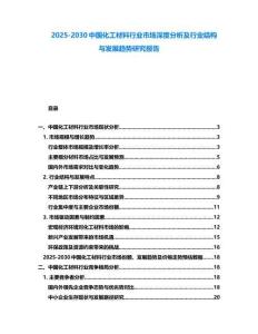2025-2030中國化工材料行業市場深度分析及行業結構與發展趨勢研究報告