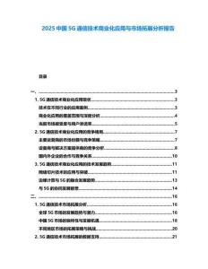 2025中國5G通信技術商業化應用與市場拓展分析報告