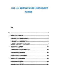 2025-2030新能源汽車行業市場潛力挖掘與未來趨勢研究分析報告