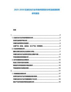2025-2030石油石化行業市場供需現狀分析及能源政策研究報告