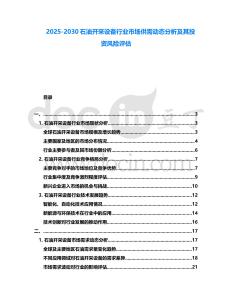 2025-2030石油開采設備行業市場供需動態分析及其投資風險評估