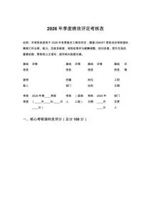 2026年季度績效評定考核表