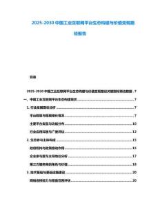 2025-2030中國工業(yè)互聯(lián)網(wǎng)平臺生態(tài)構建與價值變現(xiàn)路徑報告