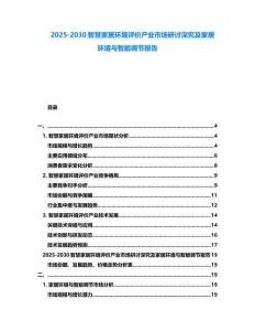 2025-2030智慧家居環(huán)境評(píng)價(jià)產(chǎn)業(yè)市場研討深究及家居環(huán)境與智能調(diào)節(jié)報(bào)告