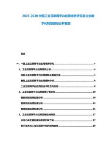 2025-2030中國工業互聯網平臺應用場景研究及企業數字化轉型路徑分析報告