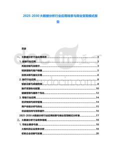 2025-2030大數(shù)據(jù)分析行業(yè)應用場景與商業(yè)變現(xiàn)模式報告
